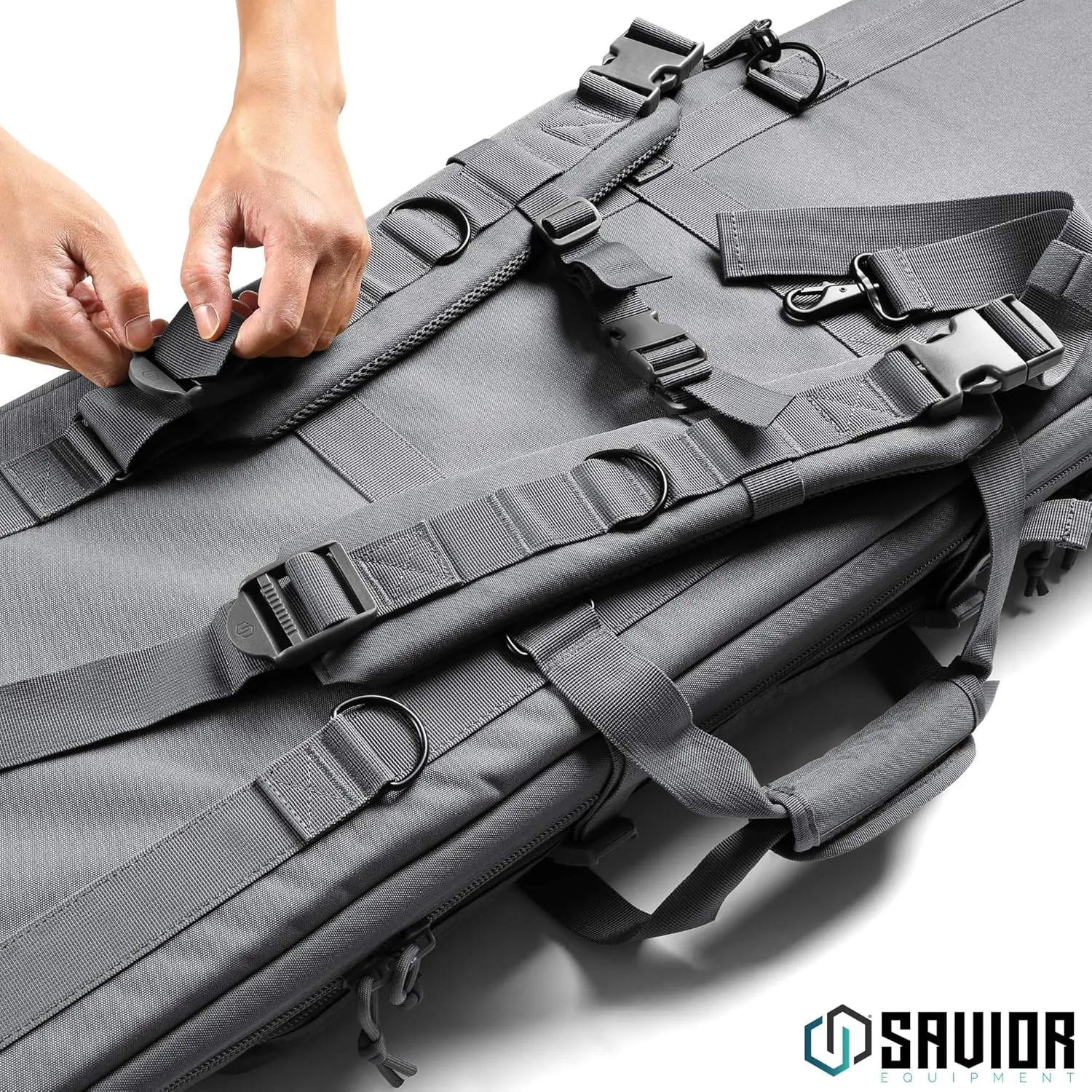 Savior Equipment American Classic Tactical Double Long Gun Bag Pistol Transportation Case w/Backpack Strap, Lockable Compartment, Available Length in 36" 42" 46" 51" 55"