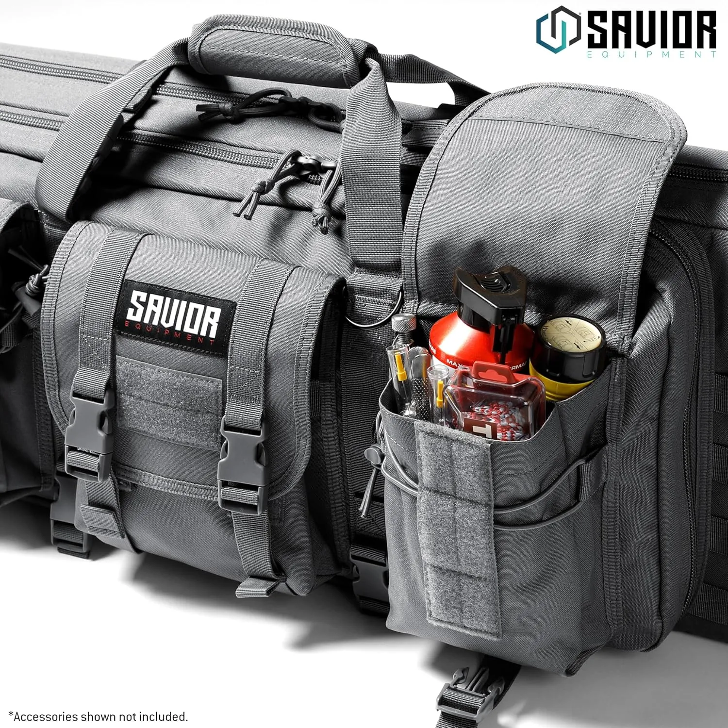 Savior Equipment American Classic Tactical Double Long Gun Bag Pistol Transportation Case w/Backpack Strap, Lockable Compartment, Available Length in 36" 42" 46" 51" 55"