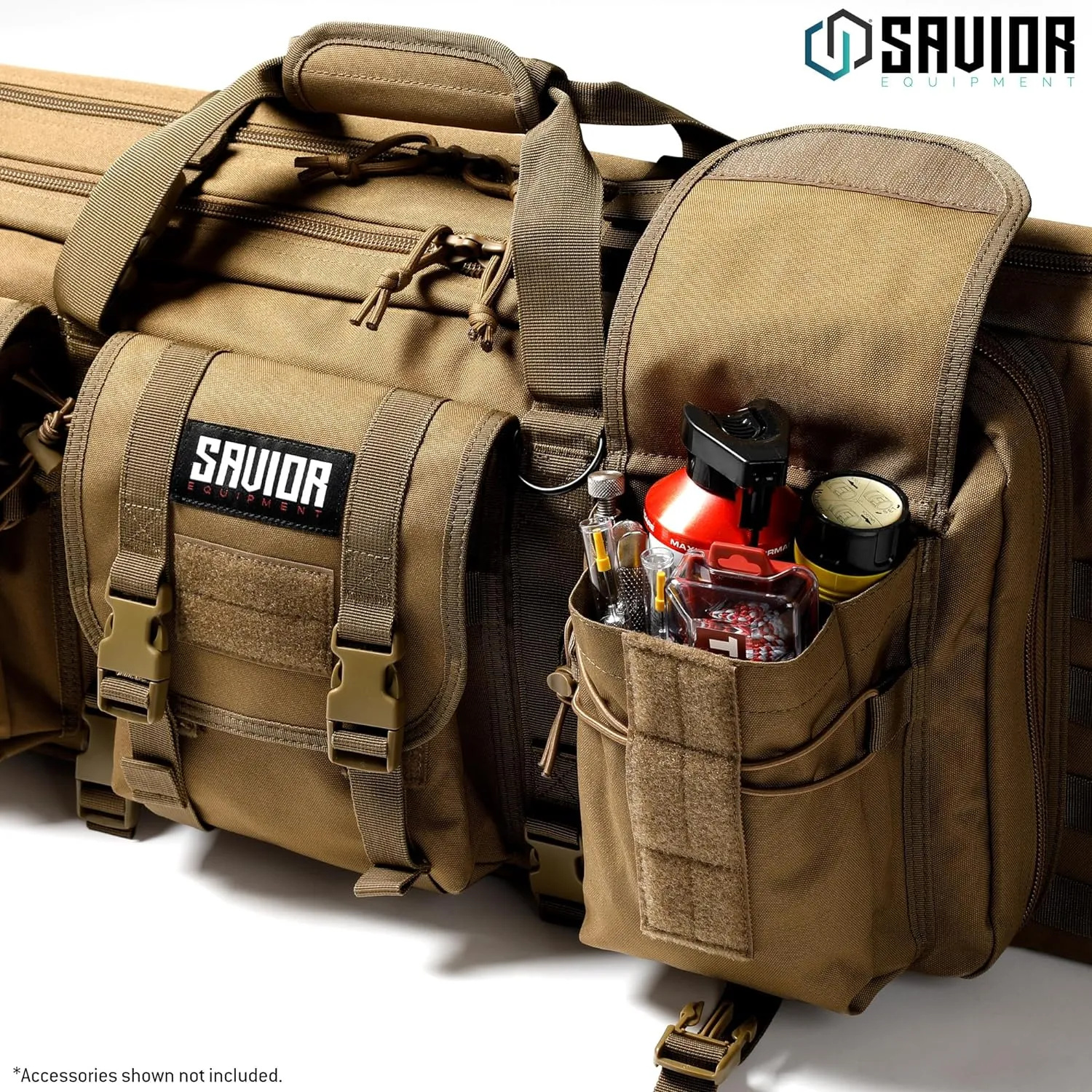 Savior Equipment American Classic Tactical Double Long Gun Bag Pistol Transportation Case w/Backpack Strap, Lockable Compartment, Available Length in 36" 42" 46" 51" 55"