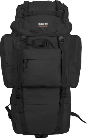 Seibertron 65L Internal-frame Waterproof Backpack Rain Cover Included Black
