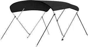 SereneLifeHome Waterproof Boat Bimini Top Cover-67-72" W 3 Bow Bimini Top Sun Shade Boat Canopy-1"Double Wall Aluminum Frame Tubes, 2 Front Straps, 2 Rear Support Poles, Storage Boot-SLBTW72G.5 (Gray)