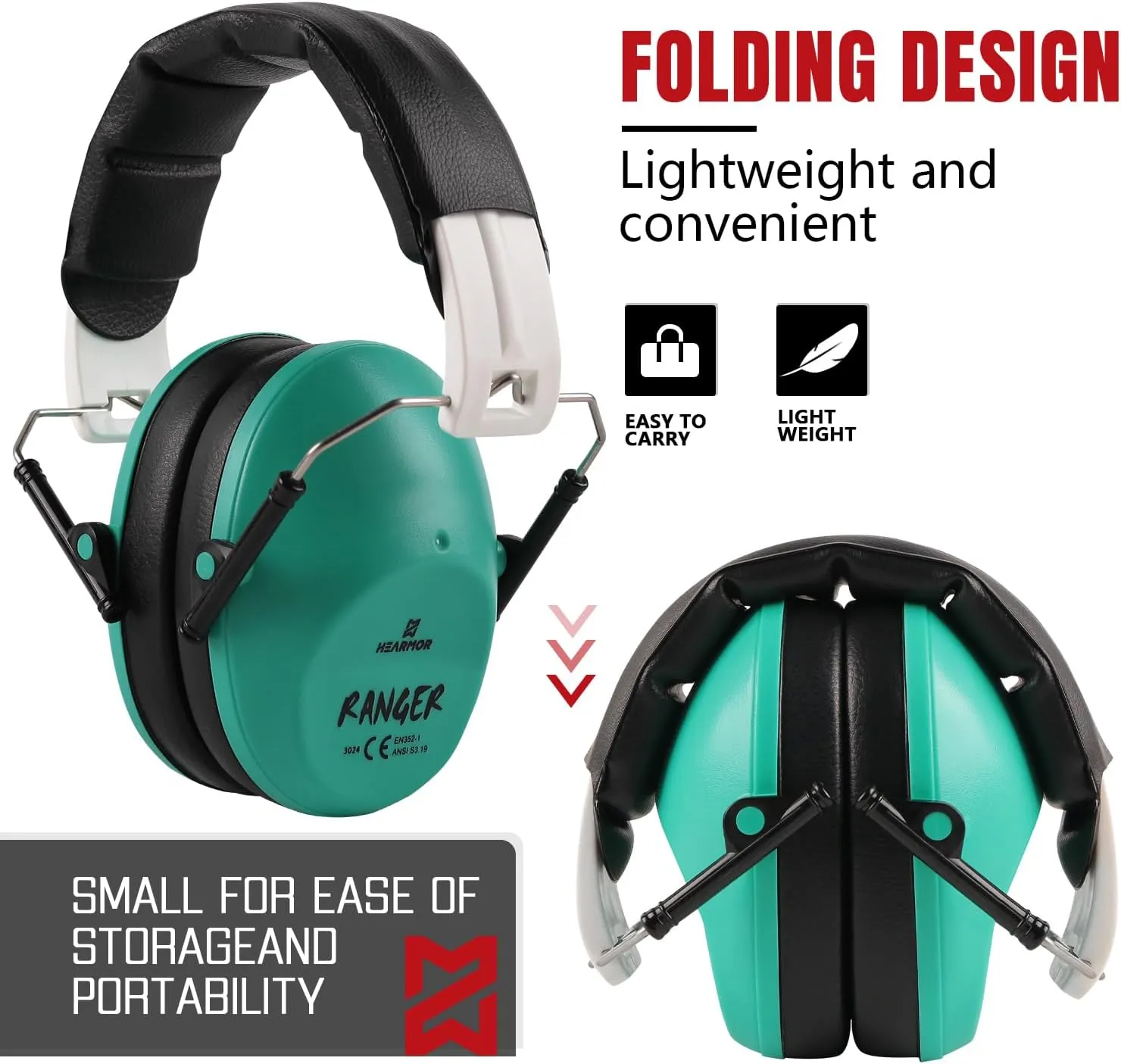 Shooting Ear Protection Earmuffs with Low Profile NRR 23 dB Noise Reduction Headphones for Gun Range and Hunting