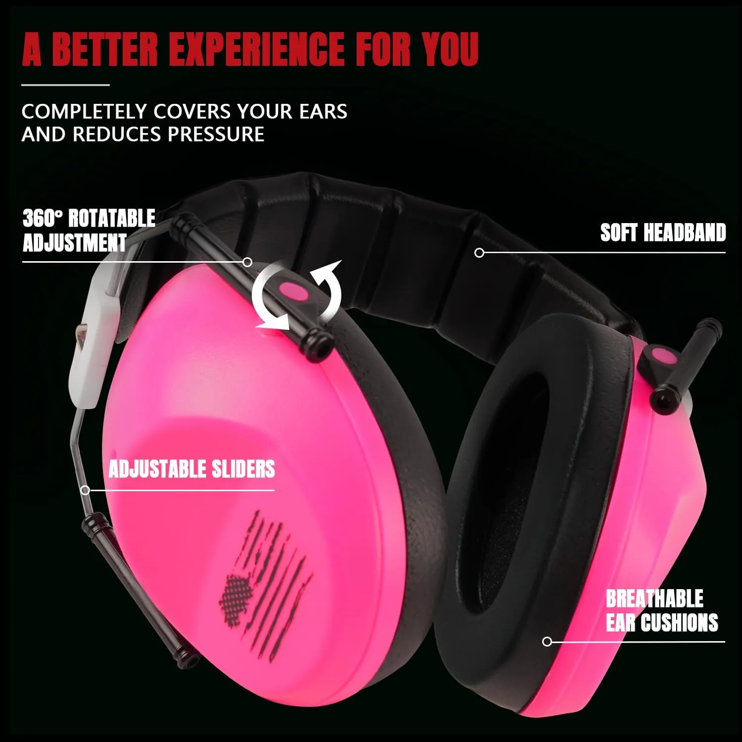 Shooting Ear Protection Earmuffs with Low Profile NRR 23 dB Noise Reduction Headphones for Gun Range and Hunting