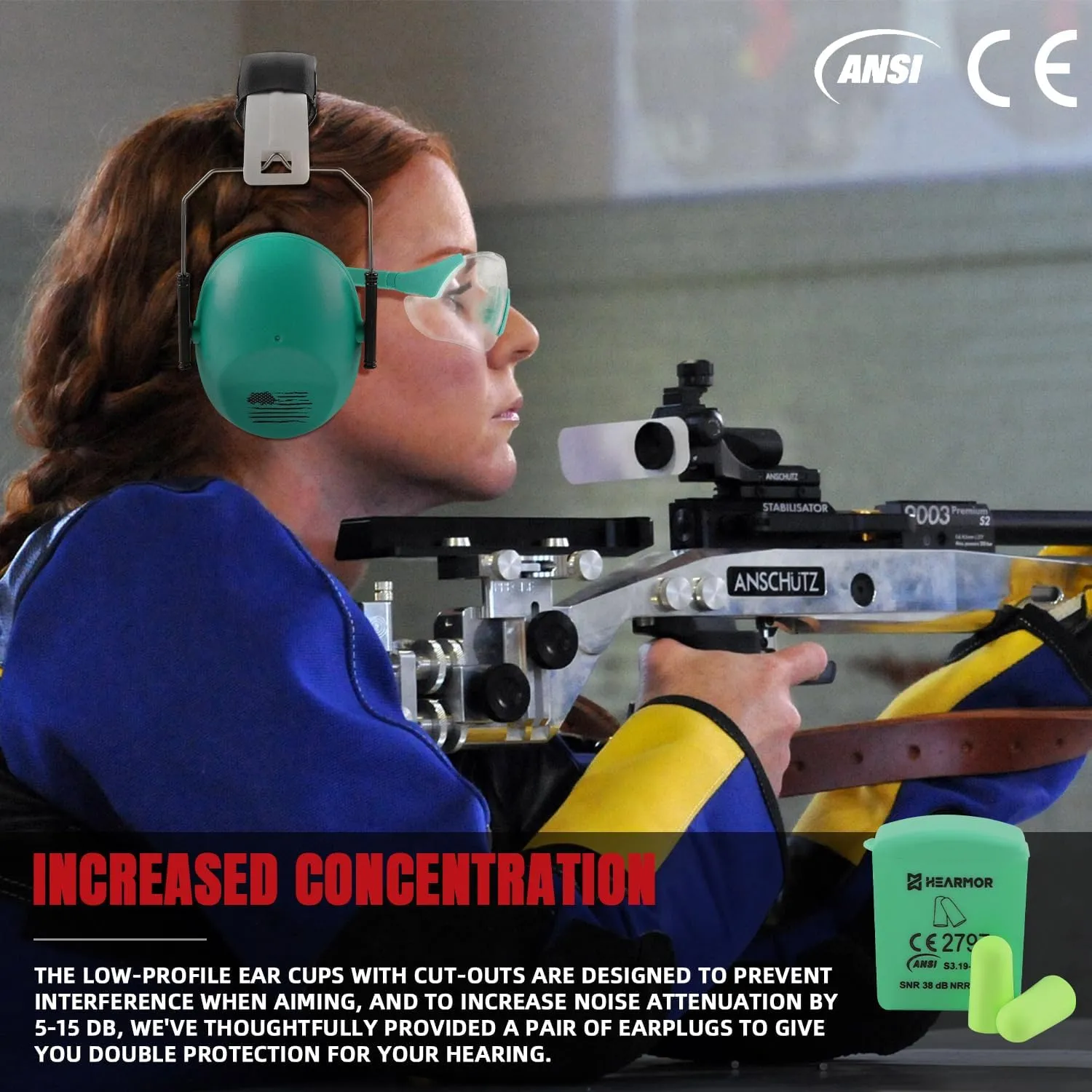 Shooting Ear Protection Earmuffs with Low Profile NRR 23 dB Noise Reduction Headphones for Gun Range and Hunting