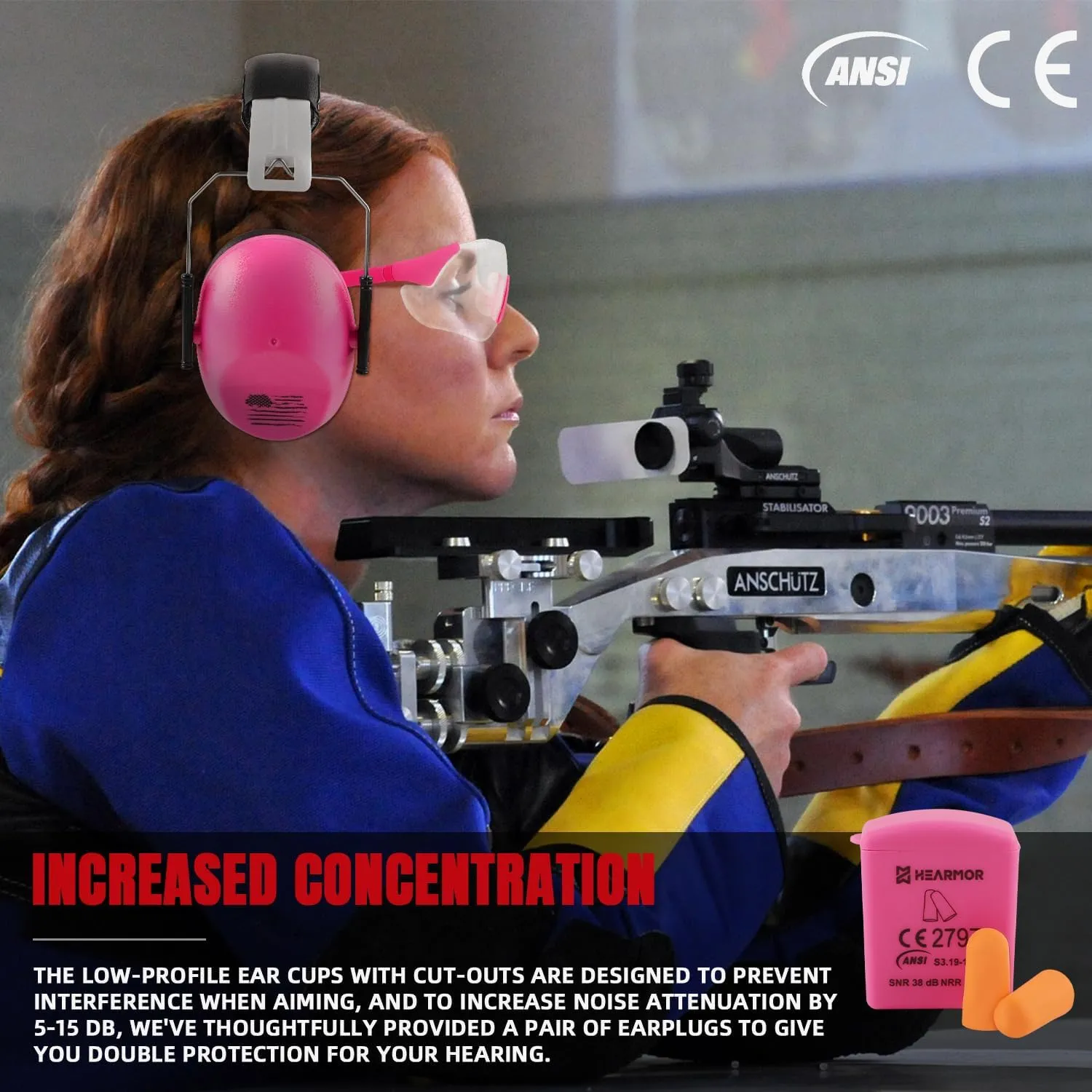 Shooting Ear Protection Earmuffs with Low Profile NRR 23 dB Noise Reduction Headphones for Gun Range and Hunting