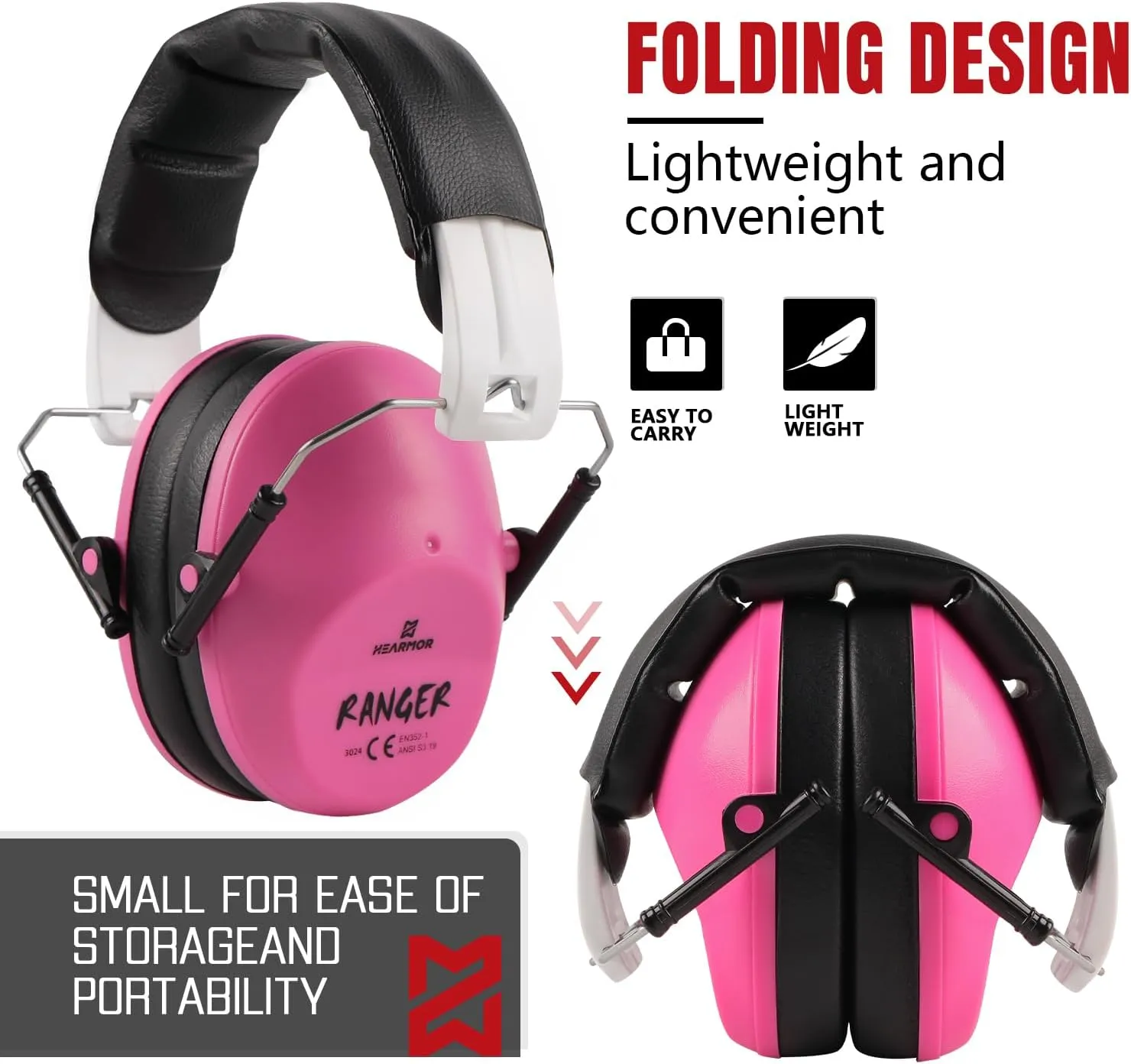 Shooting Ear Protection Earmuffs with Low Profile NRR 23 dB Noise Reduction Headphones for Gun Range and Hunting