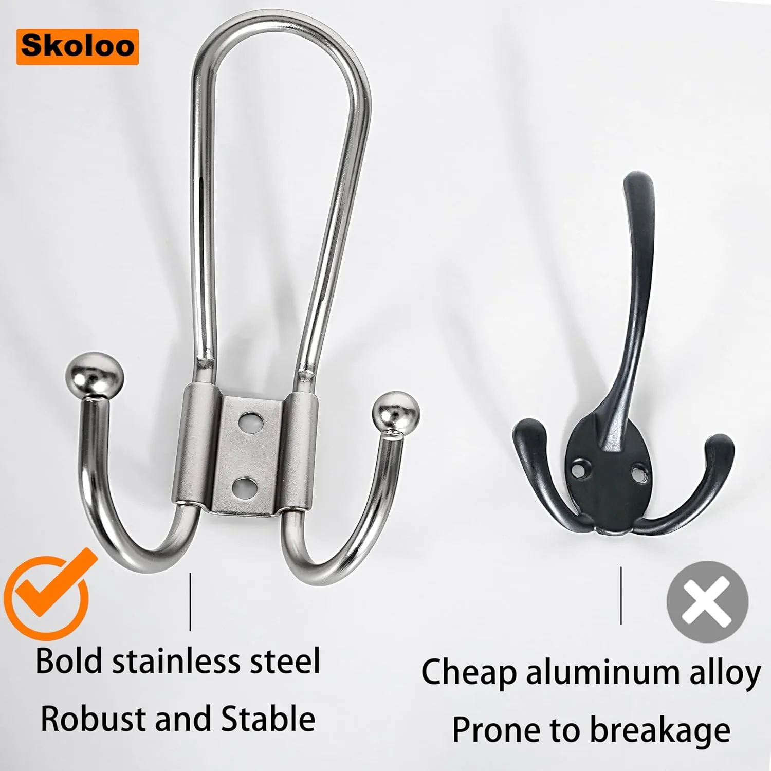 SKOLOO Sturdy Coat Rack Wall Mount with 5 Triple Hangers - Ideal for Heavy Bags, Jackets, and Coats - No Assembly Required - Durable Iron Design - Perfect for Porche, Mudroom, and Entrance, Brown