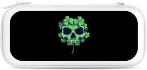 Skull Lucky Shamrock Compatible with Switch Carrying Case Hard Travel Game Bag Pouch with 15 Games Accessories