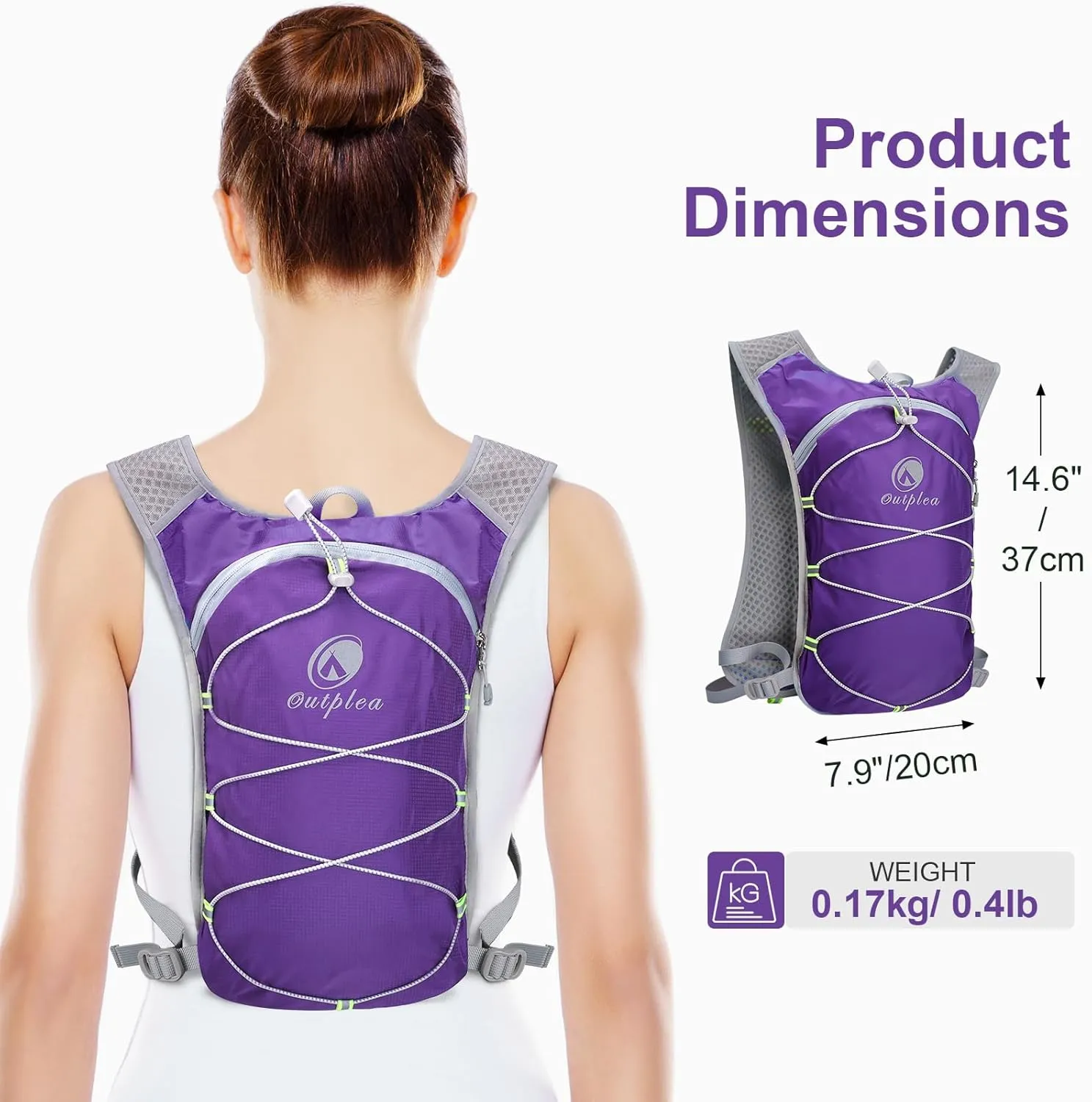 Small Water Backpack, Festival Hydration Vest, Hydro Pack with 2L Water Bladder, Lightweight Hydropack Running Water Vest for Women Men Runners Hiking Camping Biking Climbing