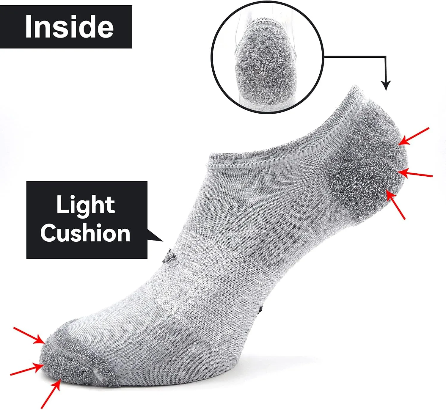 Socks Daze 3/6 Pack Womens No Show Athletic Merino Wool Running Socks Mens Low Cut Casual Invisible Thin Soft Sport Wool Sock