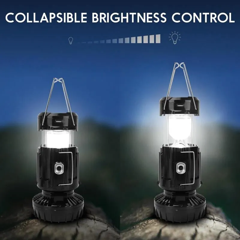solar rechargeable camping lantern with fan and USB charger