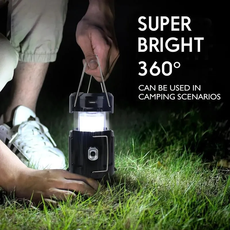solar rechargeable camping lantern with fan and USB charger