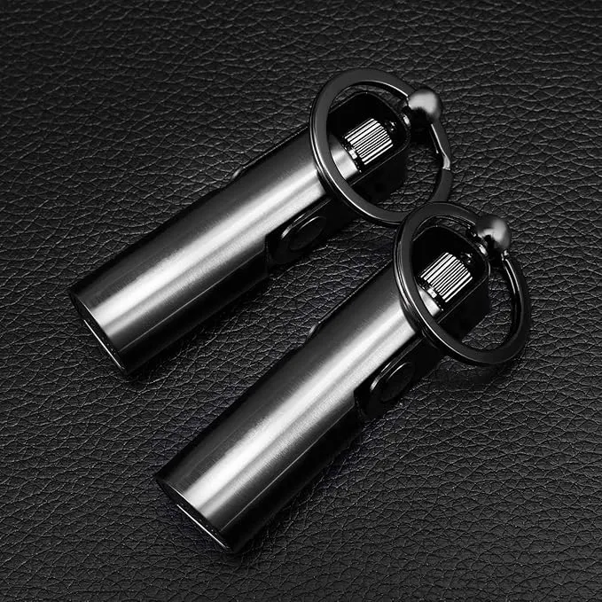 SOMGEM Permanent Match Keychain 2 Pack, Kerosene Refillable, Waterproof Flint Fire Starter for Outdoor Camping Emergency Survival Gear