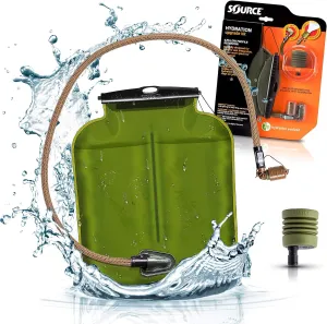 Source Tactical ILPS 3L Low Profile Widepac Bladder - for Integration with Ballistic Vest - High-Flow Storm Drinking Valve - Leakproof Widepac Closure - Including UTA Rapid Refill Adaptor - 100oz