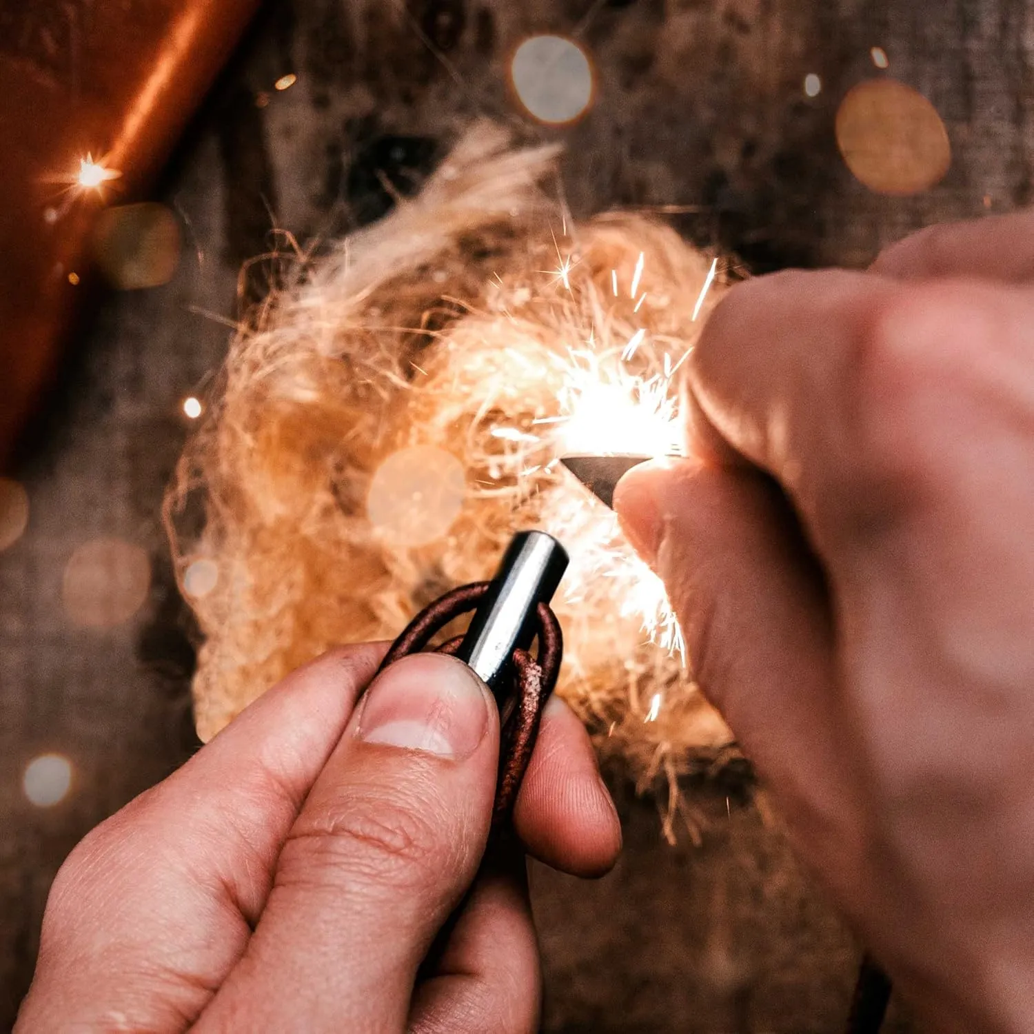 Spark Necklace™ Fire Starter Necklace for Outdoors | Zirconia & Ferrocerium Pendant | Proudly Handcrafted in USA (Zirconia White, Waypoint)