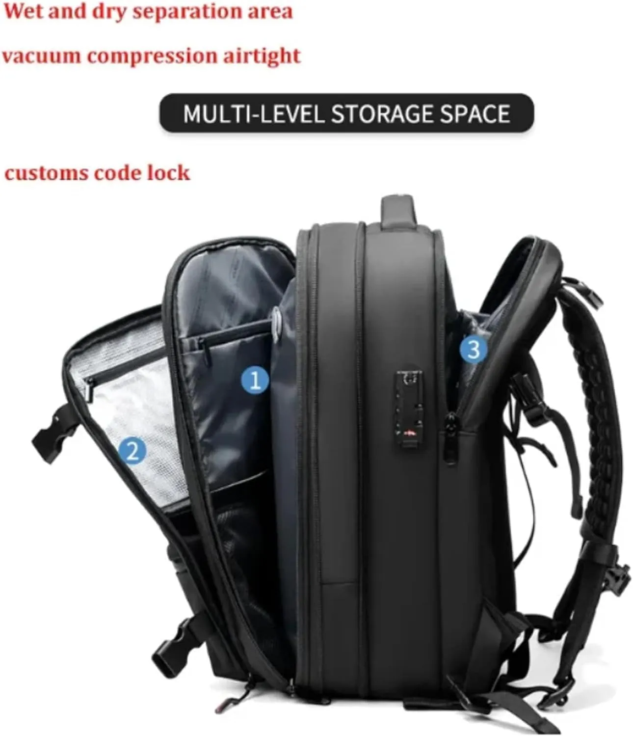 Spence Vac Backpack, Ezy Vac Backpack, Ezyvac Rucksack, Easyvacpack, Vacuum Bag with Anti Theft Lock (Blue with Pump)