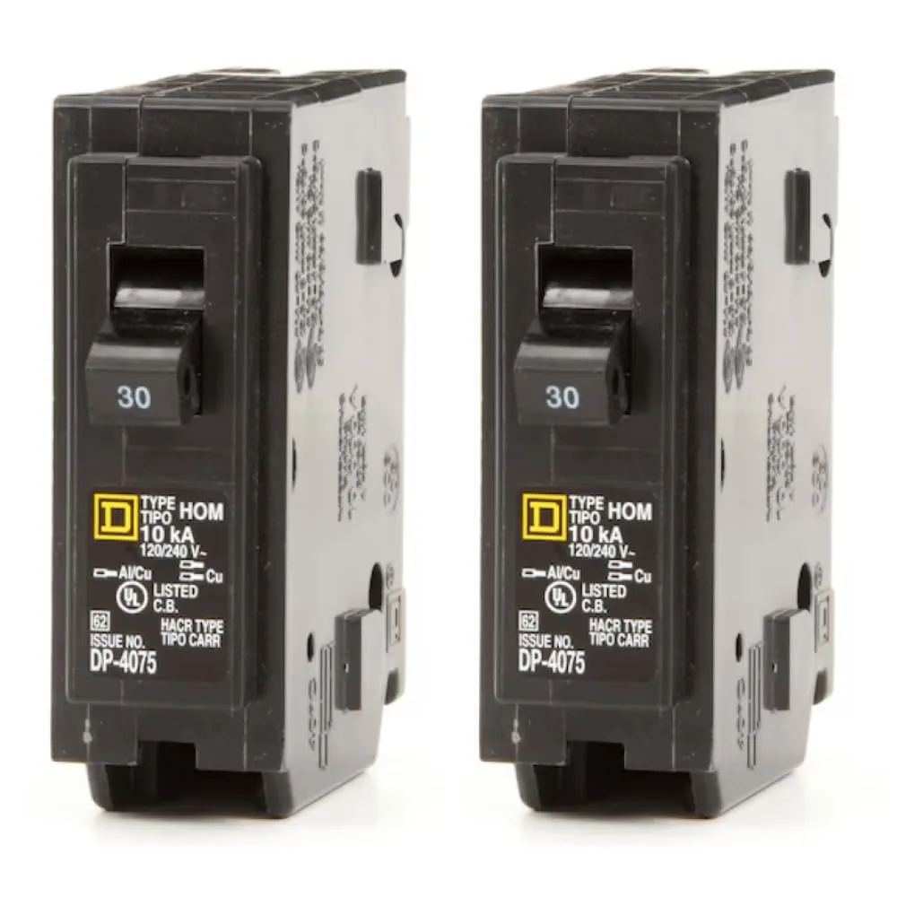 Square D HOM130 – 30 Amp 30A Single Pole Plug-in Homeline Circuit Breaker – Genuine OEM Replacement UL Listed 120V – 2-Pack