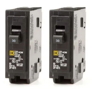 Square D HOM130 – 30 Amp 30A Single Pole Plug-in Homeline Circuit Breaker – Genuine OEM Replacement UL Listed 120V – 2-Pack
