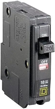 Square D QO120 Plug-In Mount Standard Miniature Circuit Breaker 1-Pole 20 Amp 120/240 Volt AC QO