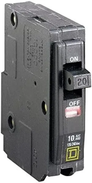 Square D QO120 Plug-In Mount Standard Miniature Circuit Breaker 1-Pole 20 Amp 120/240 Volt AC QO