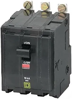 Square D QOB320 Bolt-On Mount Standard Miniature Circuit Breaker With Visi-Trip Indicator 3-Pole 20 Amp 240 Volt AC QO