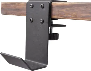 Stand Up Desk Store Clamp-On Under Desk Headphone Hanger, Backpack Hook, and Purse Holder - Black