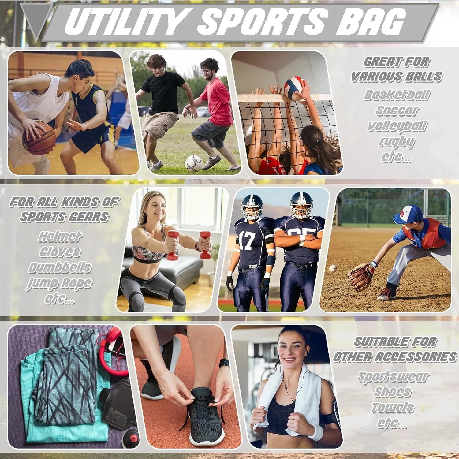STAY GENT Drawstring Basketball Backpack for Boys, Foldable Soccer Backpack Gym Bag Sackpack Sports Sack with Detachable Ball Mesh Bag for Volleyball Baseball Yoga