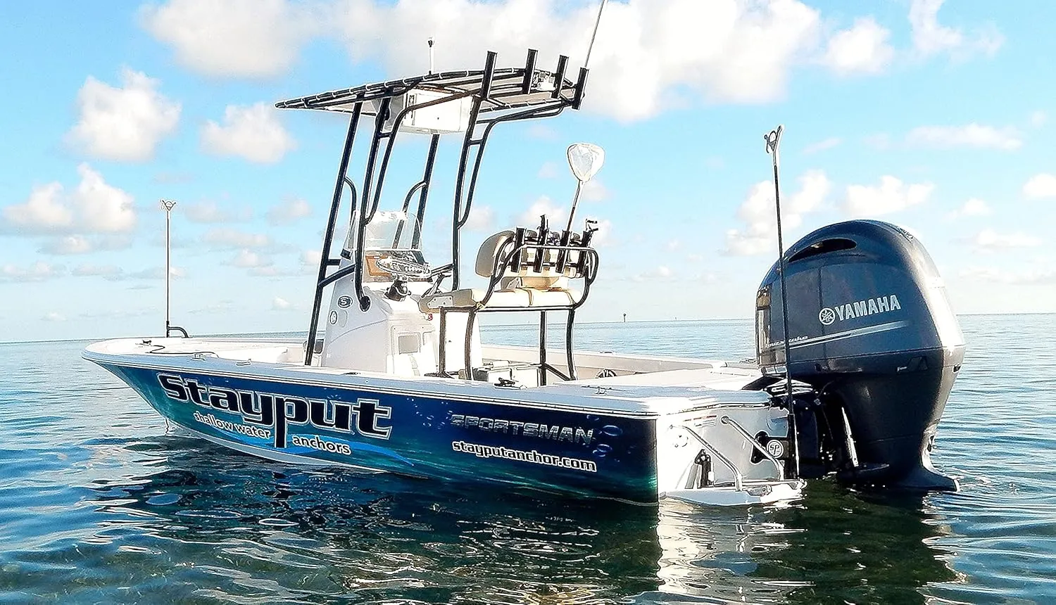 Stayput Anchor Motor Mount - Shallow Water Anchor - No Drilling - Black/White Port/Starboard