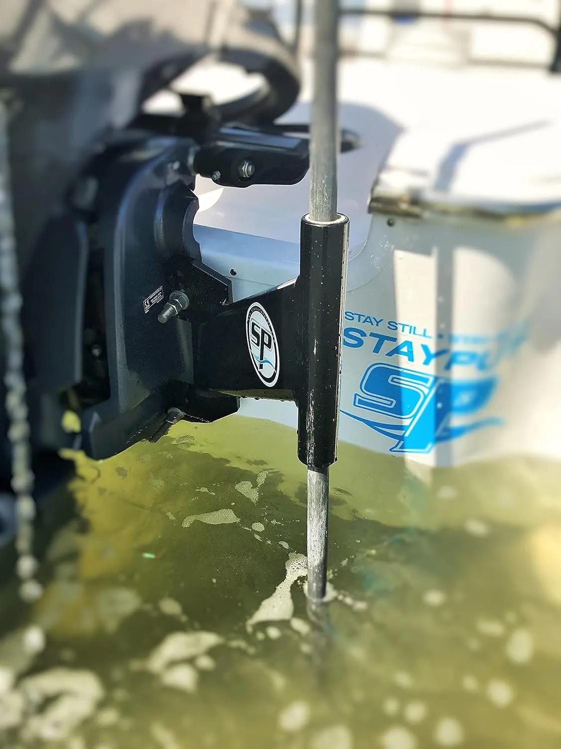 Stayput Anchor Motor Mount - Shallow Water Anchor - No Drilling - Black/White Port/Starboard