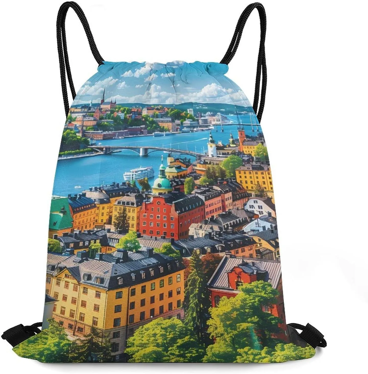 Stockholm Sweden Travel Drawstring Bag Waterproof String Backpack Gym Sackpack Sport Bag