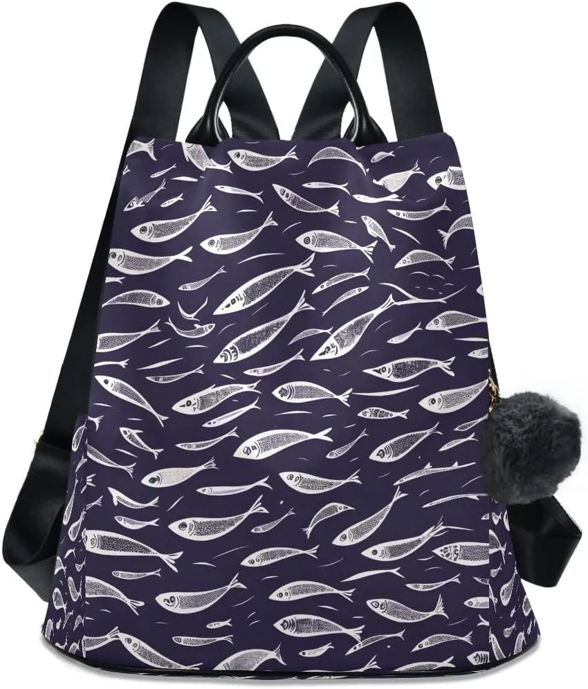 SUABO A Flock Of Swimming Fish Women Backpack Purse Anti-theft Casual Shoulder Bag Fashion Ladies Bags
