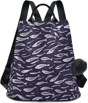 SUABO A Flock Of Swimming Fish Women Backpack Purse Anti-theft Casual Shoulder Bag Fashion Ladies Bags
