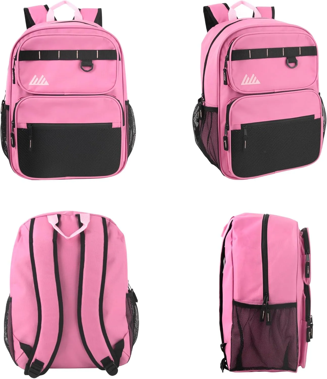 Summit Ridge Travel Backpack for Men and Women, Spacious Work Daypack with Water Bottle Pockets (Pink)