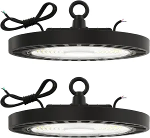 Sunco 2 Pack UFO LED High Bay Light, Lighting for Warehouse, 5000K Daylight, 150W, 21000 LM, 100-277V, Dimmable 0-10V, IP65 Waterproof, Super Bright, UL