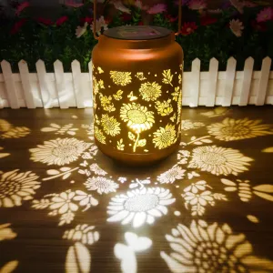 Sunflower Solar Lantern Outdoor Waterproof, Metal Hanging Solar Powered Lantern Light, Birthday Gardening Gifts for Women Mom Grandma, , Garden Decor for Yard, Patio, Porch, Backyard Balcony