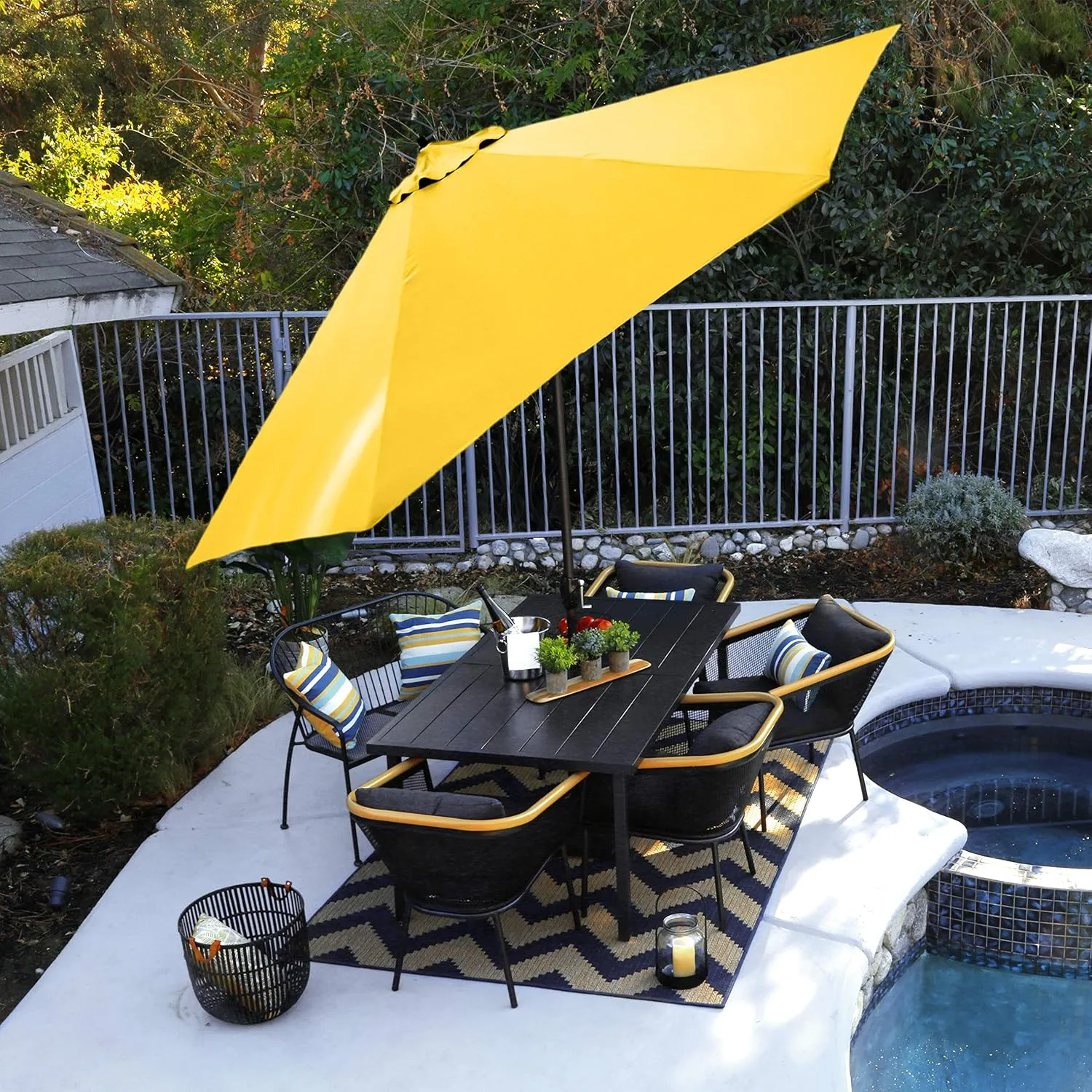 Sunline 11 ft Crank Open, Push Tilt, Aluminum Ribs and Pole Market Patio Umbrella