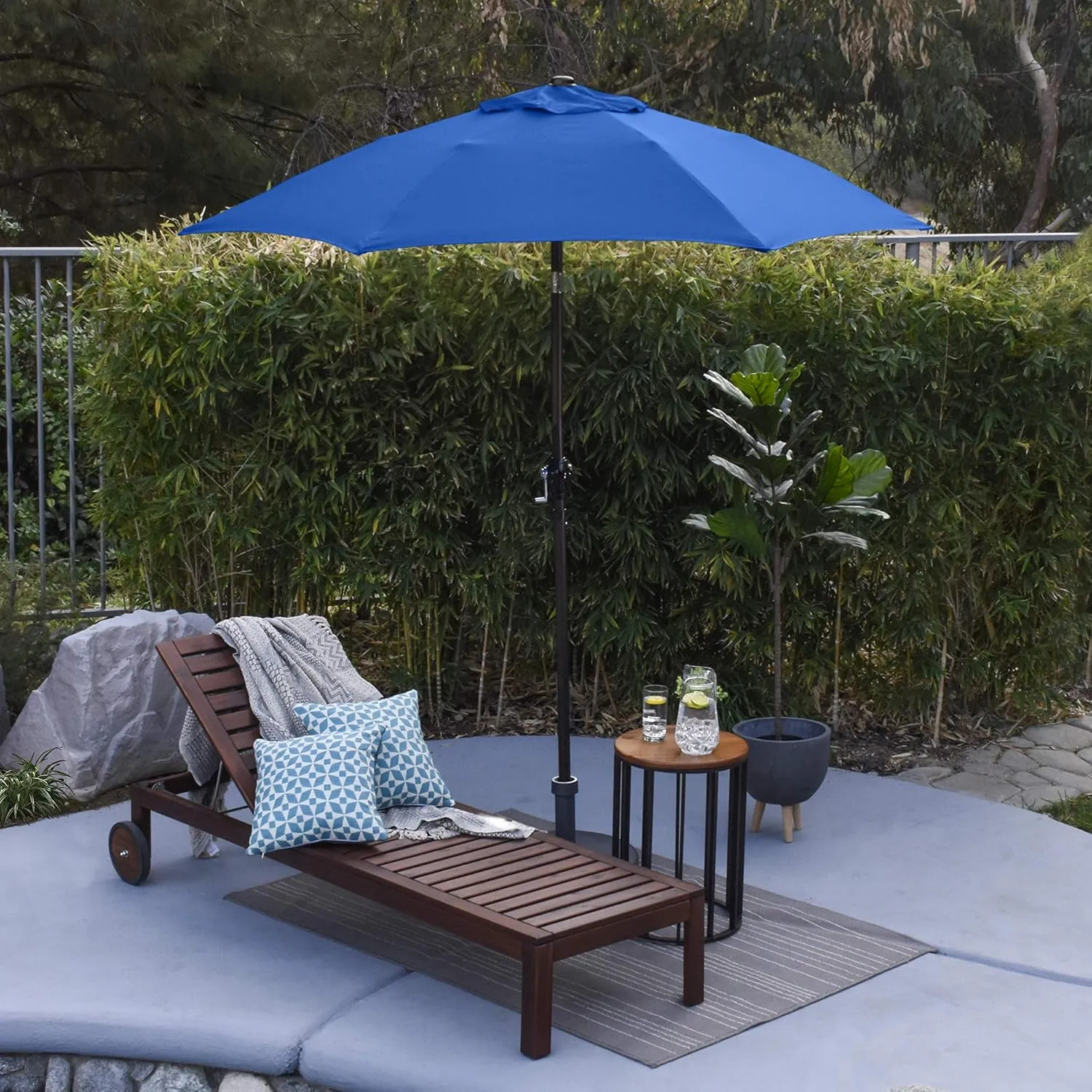 Sunline 7.5 ft x 6 Fiberglass Ribs Aluminum Pole Crank Open Push Tilt Market Patio Umbrella