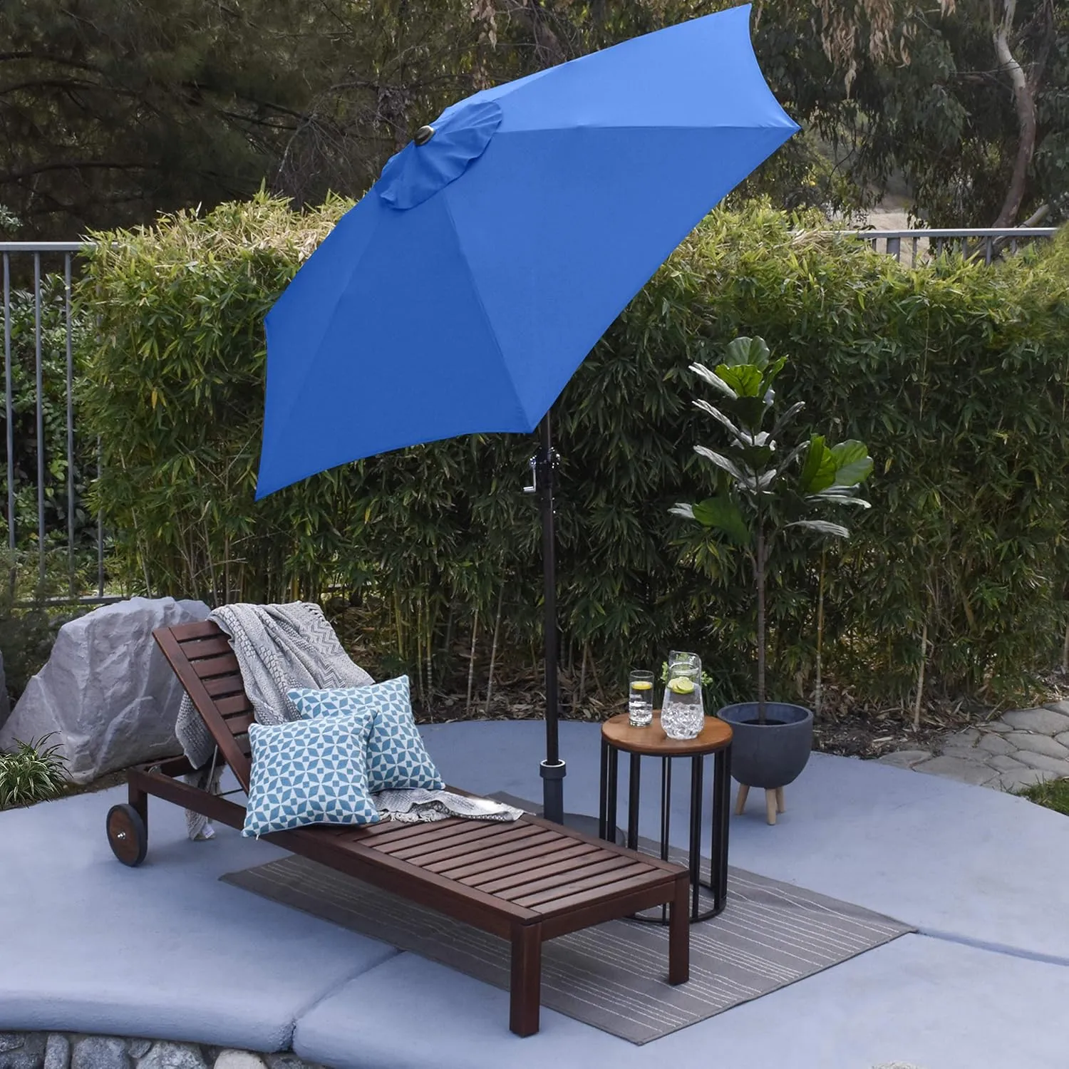 Sunline 7.5 ft x 6 Fiberglass Ribs Aluminum Pole Crank Open Push Tilt Market Patio Umbrella