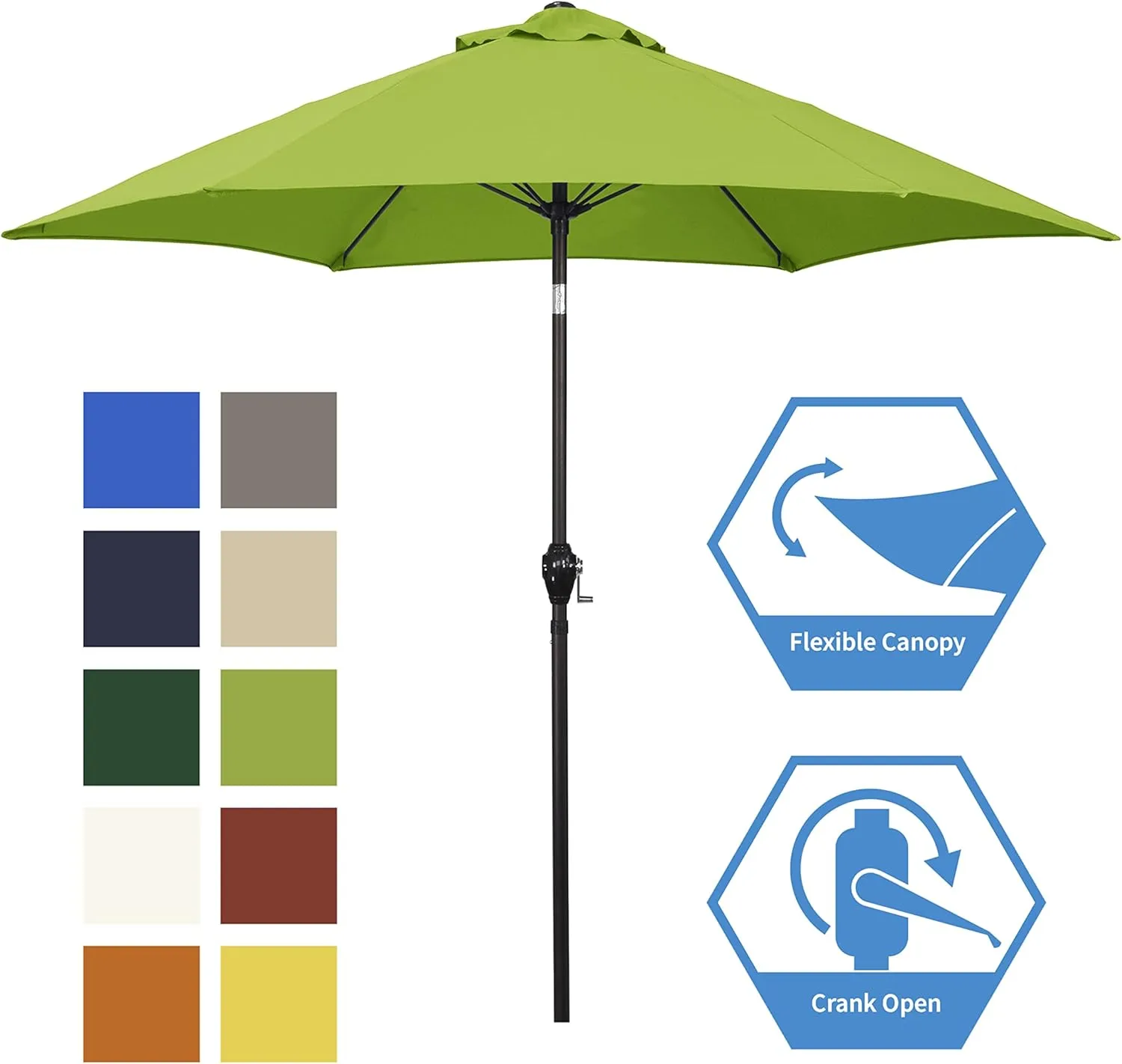 Sunline 9 ft Crank Open Push Tilt Fiberglass Ribs Aluminum Pole Market Patio Umbrella