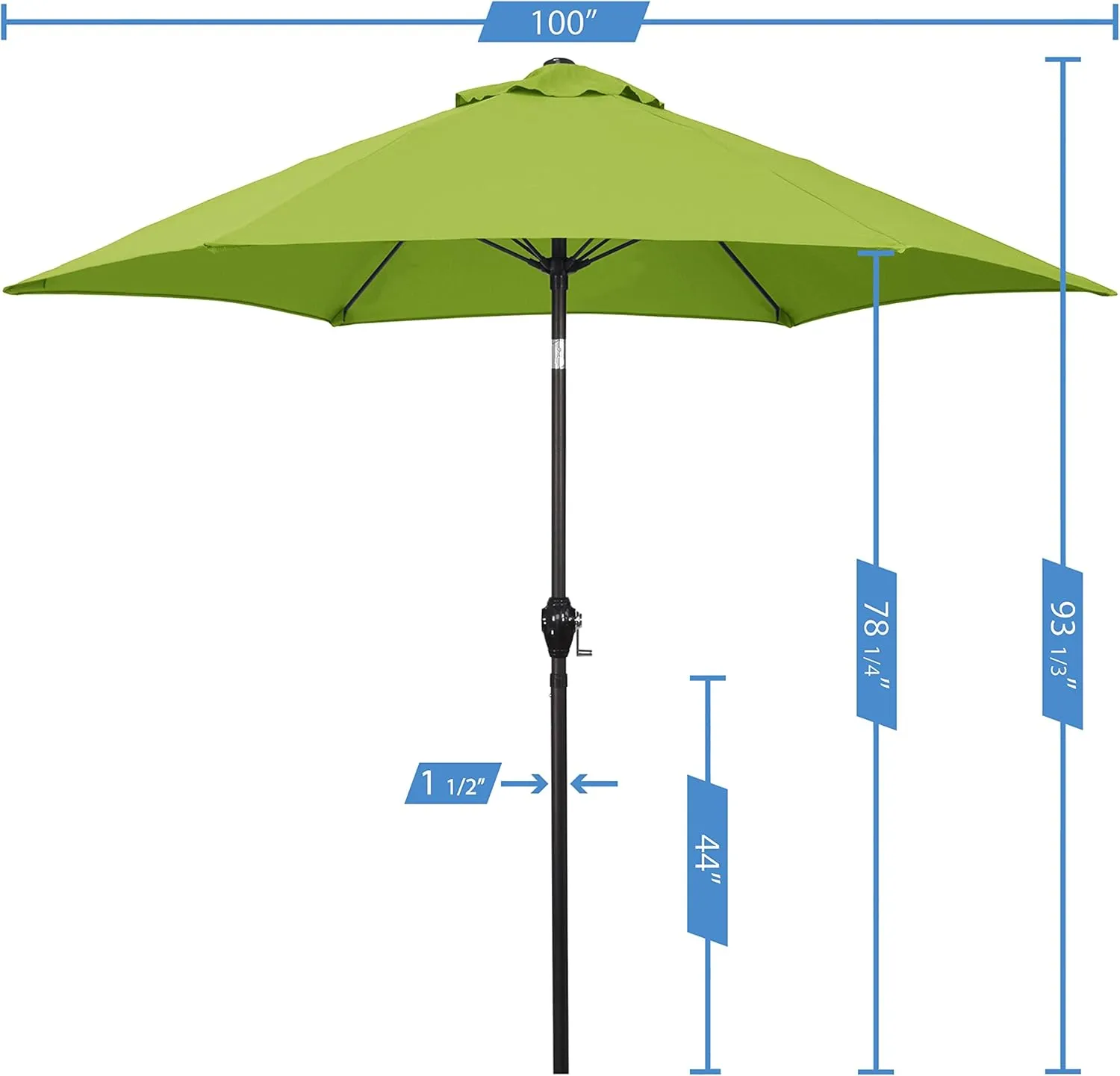 Sunline 9 ft Crank Open Push Tilt Fiberglass Ribs Aluminum Pole Market Patio Umbrella