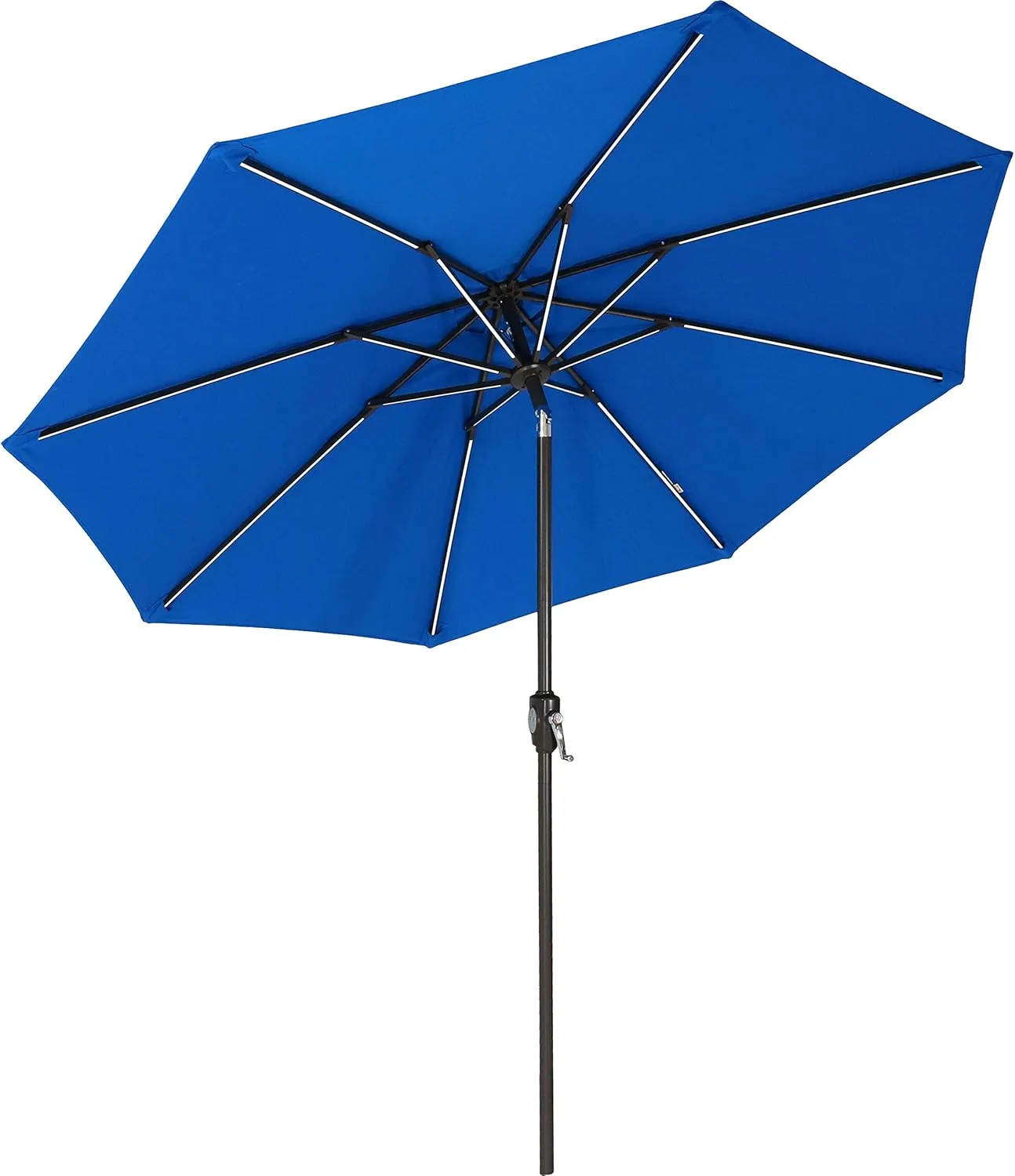 Sunnydaze 9-Foot Sunbrella Tilting Patio Umbrella with Solar LED Light Bars - Pacific Blue
