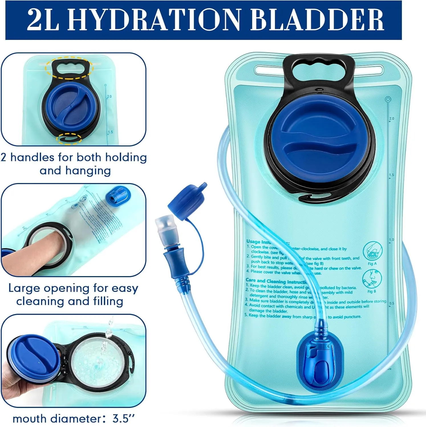 Sunnyray 6 Pack Hydration Bladder 2L Water Bladder for Hiking Backpack Leak Proof Water Reservoir Storage Bag Military Water Bladder Combined with Backpacks for Cycling Running Climbing