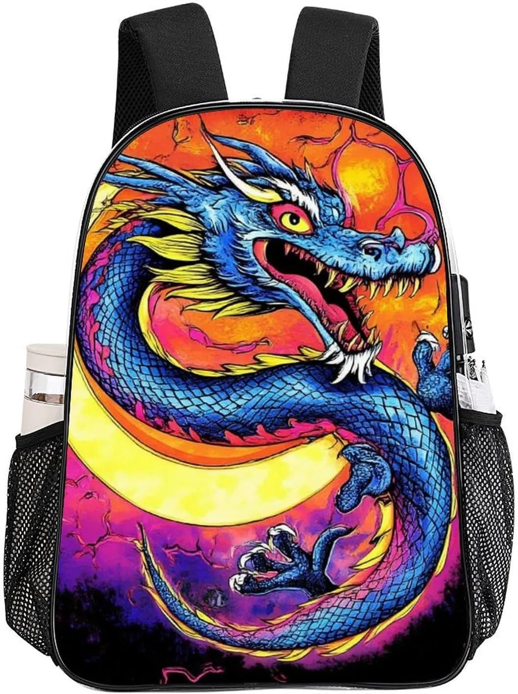 Supdreamc Transparent Daypack Backpack for Trekking Picnic Walking Cycling - Large Capacity Anti-Theft Multipurpose Shoulder Bag, Mystery Dragon Trippy Art Casual Daypack
