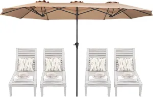 SUPERJARE 13FT Outdoor Umbrella for Patio, Double sided Pool Umbrellas with Fade Resistant Canopy, Large Table Umbrella for Deck, Market, Backyard - Beige