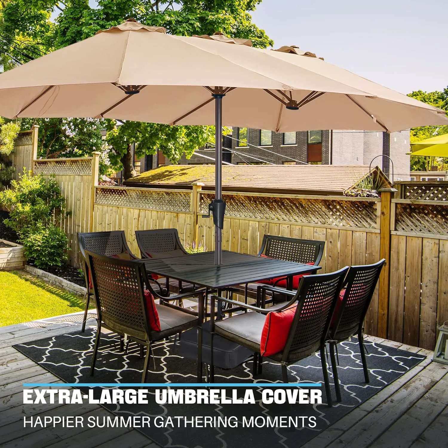 SUPERJARE 13FT Outdoor Umbrella for Patio, Double sided Pool Umbrellas with Fade Resistant Canopy, Large Table Umbrella for Deck, Market, Backyard - Beige