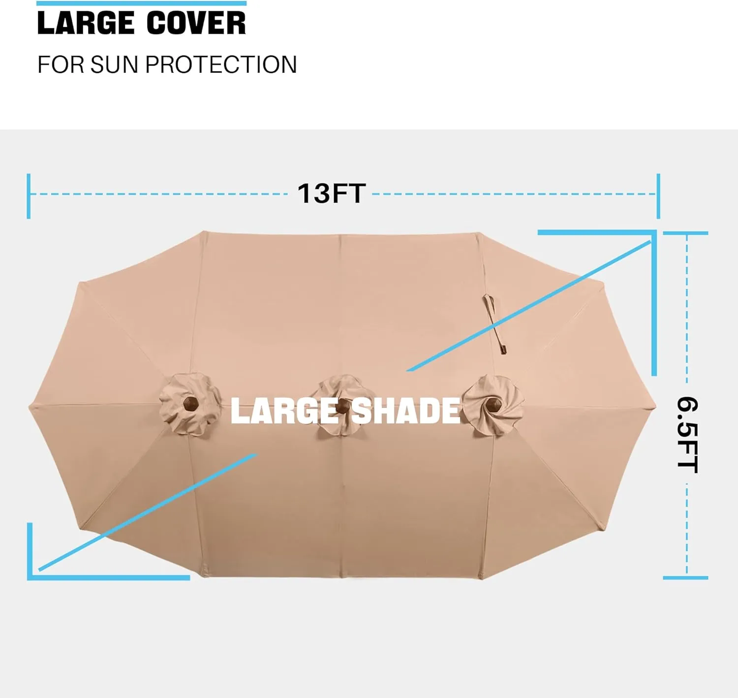 SUPERJARE 13FT Outdoor Umbrella for Patio, Double sided Pool Umbrellas with Fade Resistant Canopy, Large Table Umbrella for Deck, Market, Backyard - Beige