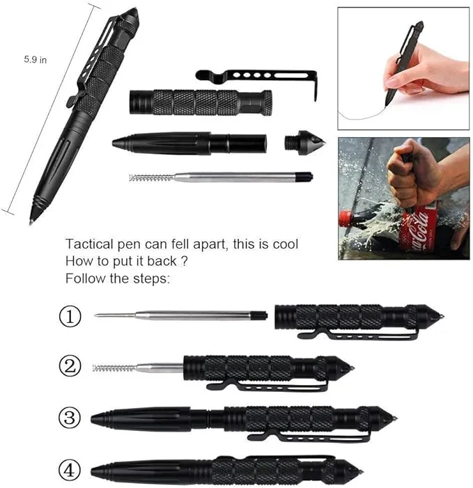 Survival Gear Kits Outdoor Survival Gear Tool for Trip,with Fire Starter, Whistle, Wood Cutter, Tactical Pen for Camping, Hiking, Climbing for Wilderness/Trip/Cars/Hiking/Camping