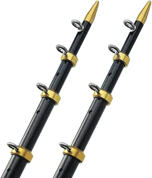 TACO Marine OT-0541BKA15-HD Aluminum Tele-Outrigger Pole - 1-1/2" x 15', Black/Gold