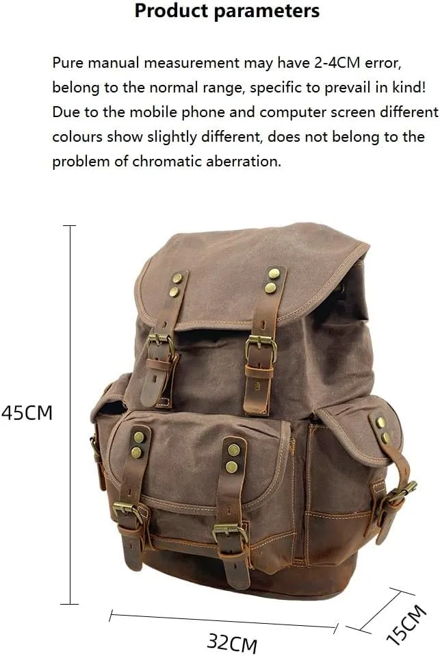 Tactical Backpack Military Molle Hiking 20-35L Water-repellent wax canvas bag travel in khaki
