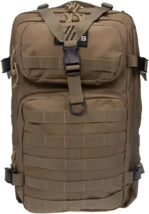 Tactical Bugout Durable Weatherproof Water-Resistant Computer Backpack with 2 Removable Pistol Cases, Tan, One Size